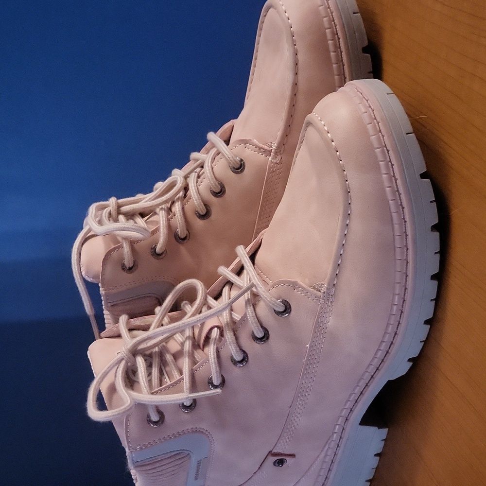Blush Pink Lace-Up Combat Boots